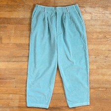 Vintage High Waist Corduroys Size Medium 29" Waist 1980s Aqua Blue Cropped