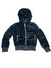 GIRLS APPAMAN BLACK CRUSHED VELVET HOODED DOUBLE LAYER WARM FILLED COAT JACKET 8