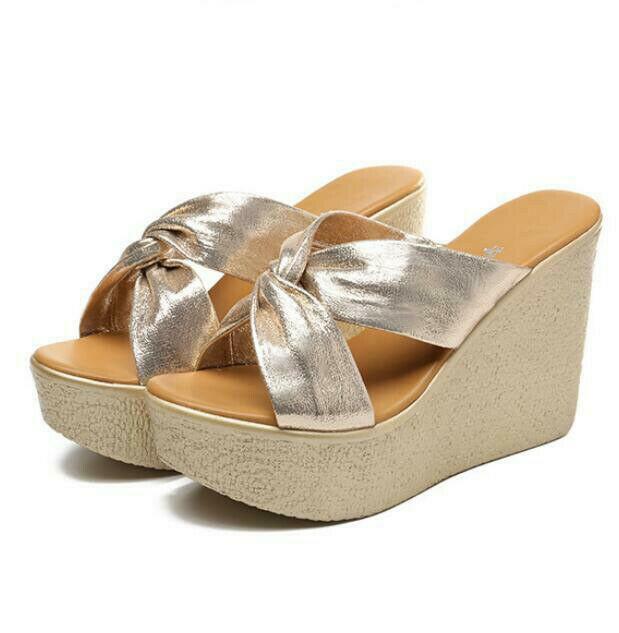 PANTOFOLA D’ORO Ciabatte donna plateau estive slip on zeppa tacco spiaggia slide oro 2025