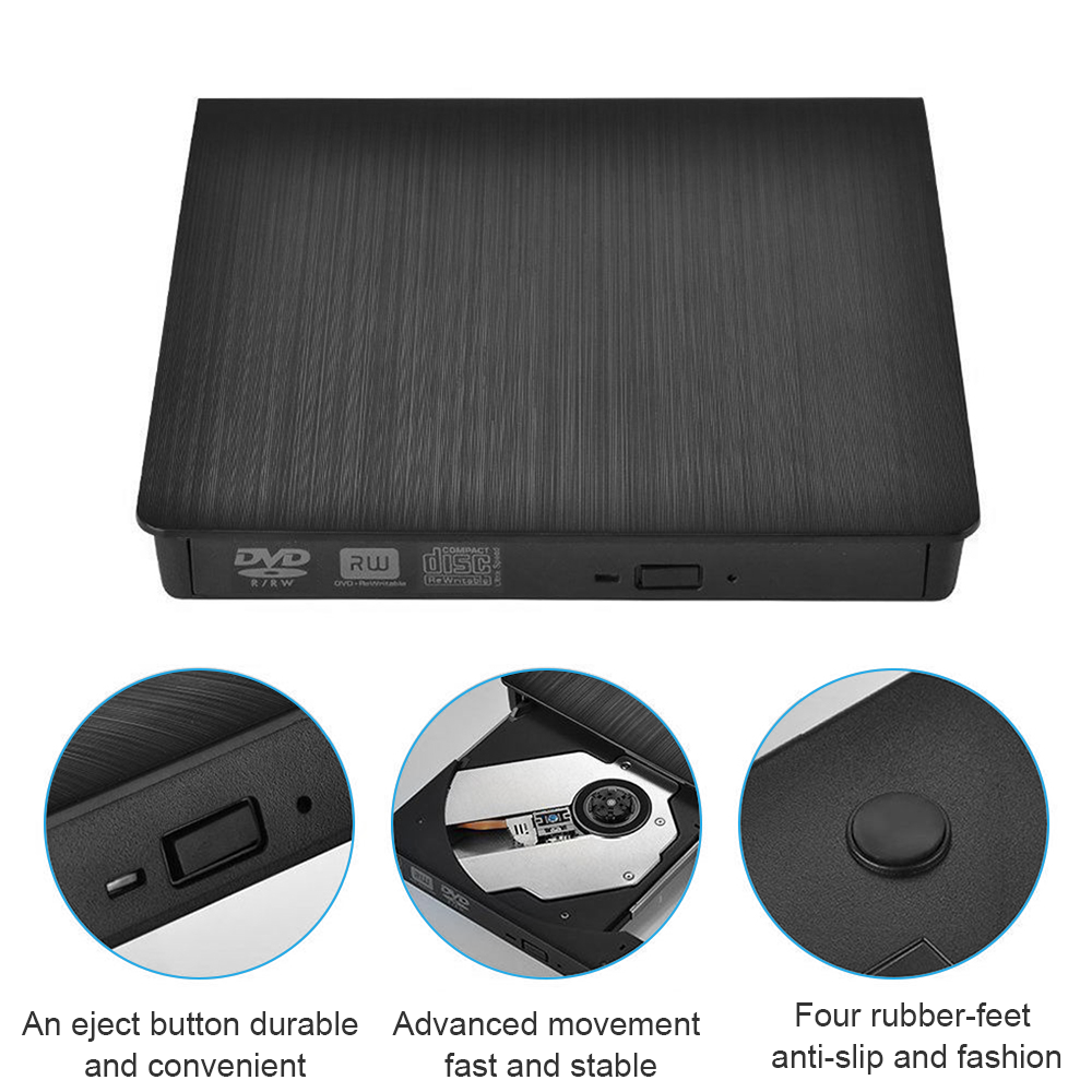 Slim External USB 3.0 DVD CD RW Writer Drive Burner Reader Player For