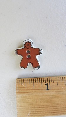 Trena's Trinkets Ceramic Buttons Christmas Ginger Bread Man