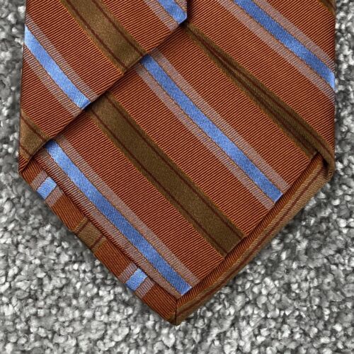 Jos. A. Bank Signature Burnt Orange Blue Diagonal Striped Necktie 4 x 60 Silk - Picture 4 of 12