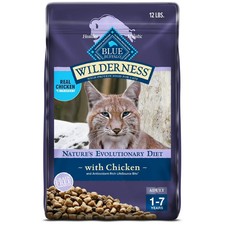 Blue Buffalo Wilderness Natural Adult Dry Cat Food, High-Protein, Chicken, 12-lb