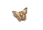 Vintage Turquoise Rhinestone Butterfly Brooch Pin Costume Jewelry