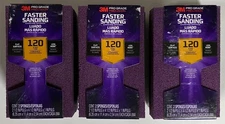 3 Packs 3M Pro Grade Precision Faster Sanding Sponge Fine 120 (Total 6 Sponges)