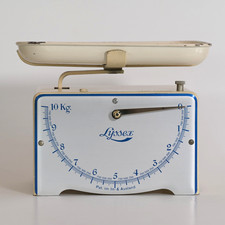 Vecchia bilancia da cucina 10 kg Lyssex Svizzera vintage anni '30 Mid-Century, retrò nostalgia