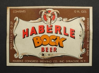 1940's IRTP beer label HABERLE BOCK Syracuse NY