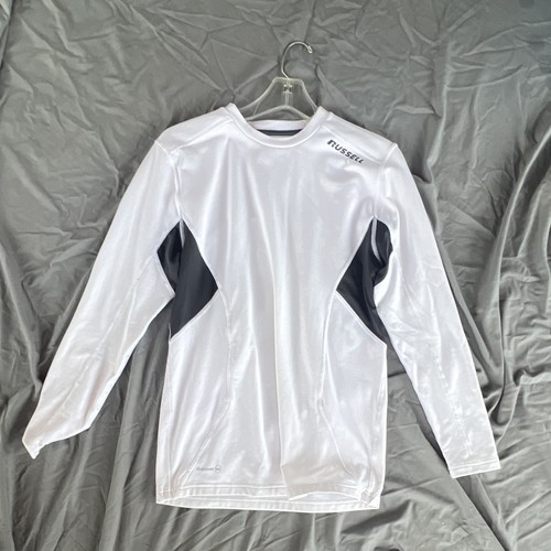 Russell Long Sleeve White Shirt Athletic Dri Power