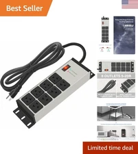 Industrial 15 FT Power Strip Surge Protector - 20 AMP, 8 Outlets for Garage Use