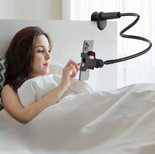 Lazy Flexible Gooseneck Phone/Tablet Clamp Stand with Handle for Overhead Use