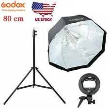 US GODOX 80cm 32" Octagon Umbrella Softbox Bracket Light Stand F Flash Speedlite