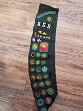 Vintage Girl Scout Sash with Rare Patches Badges Pins 1950s-60s Chicago 859