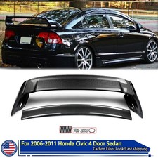 4pcs Rear Trunk Spoiler Wing Lid Carbon Look For Honda Civic 4dr Sedan 2006-2011