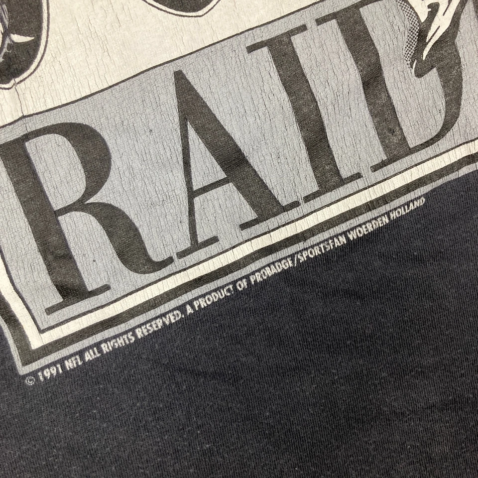 Vintage Los Angeles Raiders Shirt Mens M Black White 1991 NFL Football Logo 90s - Image 4 of 4