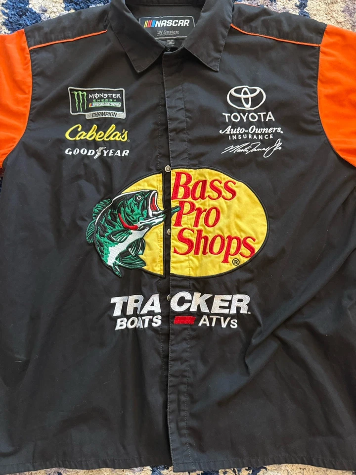 Martin Truex Jr. No19 Бас Pro Shops Вышитая Официальная Кнопка Поло Pit Crew XL - Изображение 2 из 4