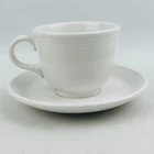 Fiesta White Cup & Saucer Set Homer Laughlin Fiestaware Post 86 Vintage