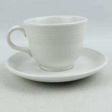 Fiesta White Cup & Saucer Set Homer Laughlin Fiestaware Post 86 Vintage