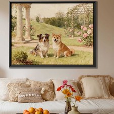 Watercolor Dog Wall Art Canvas Print   Australian Shepherd  Shiba Inu Decor
