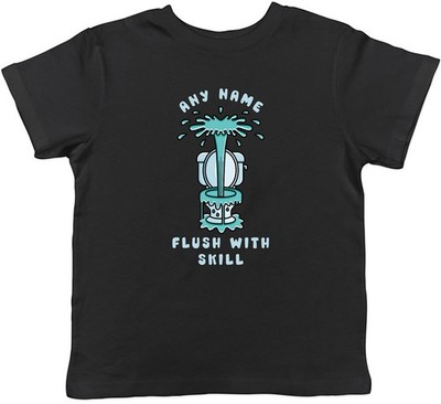 Personalisiertes T-Shirt beliebiger Name Flush with Skill Sanitär Kinder Jungen Mädchen Geschenk