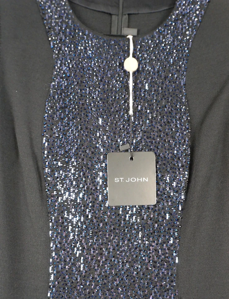 VESTIDO DE NOCHE ST JOHN CON LENTEJUELAS NEGRO TALLA 8 Foto 2 de 4