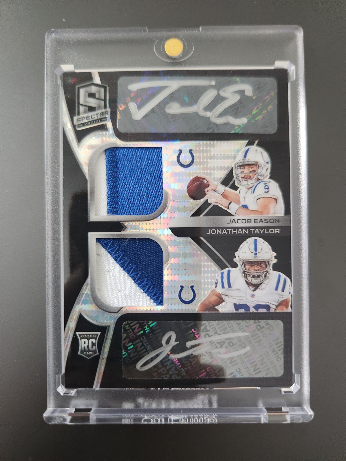 2020 Panini Spectra Jonathan Taylor / Eason Rookie Patch Auto Black Light /10 RC