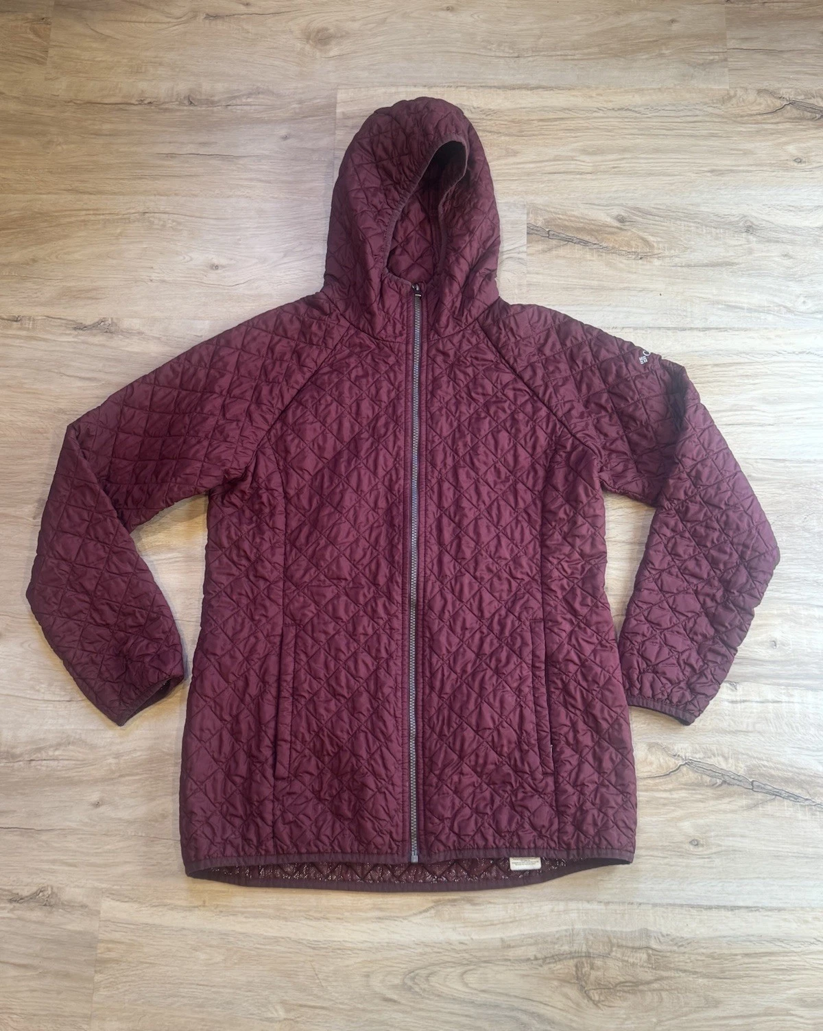 Columbia Men's Large Maroon Omni-Heat Lightweight Quilted Jacket Puffer Hooded