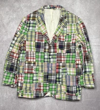 Polo Ralph Lauren Madras Blazer Jacket Mens 2XL Indian Patchwork Sport Coat