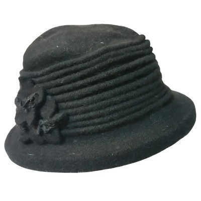 i-Smalls Women's York Wool Felt Wire Narrow Brim Hat with Flower Detail