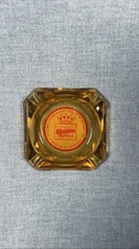 Western Motels Amber Glass Ashtray Advertising 4" Square