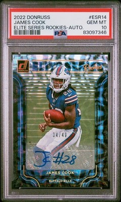 2022 Donruss James Cook Elite Series Rookie Auto /49 PSA 10 GEM MINT Bills