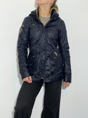 Khujo Winterjacke Jacke Utility Parka Parker Schwarz Glänzend Gr M
