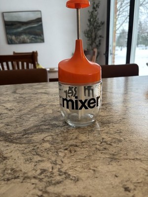 70's GEMCO Glass Orange Hand Mixer Vintage