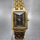 Seiko Tank Watch Women 16mm Black Dial Gold Tone Rectangle 1n00-5f50 New Battery