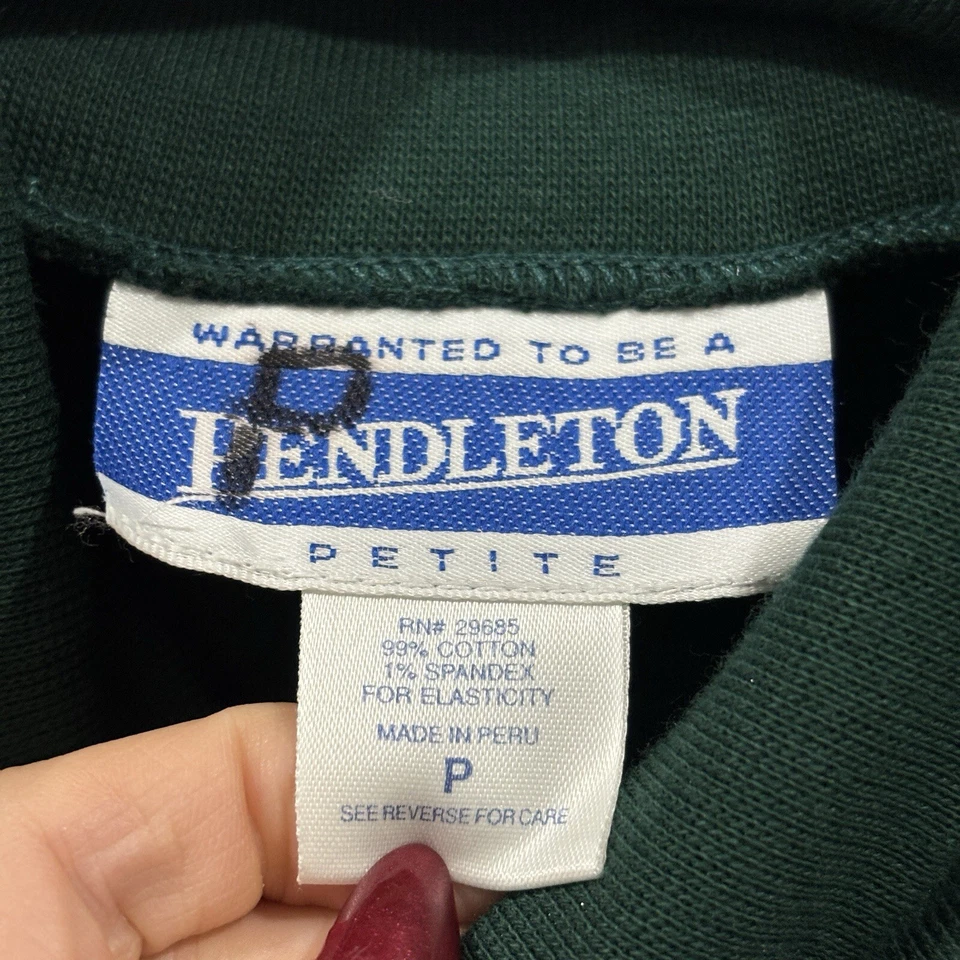 Suéter Pendleton Mujer Pequeño Cuello Simulado Verde Pullover Manga Larga Algodón Foto 3 de 4
