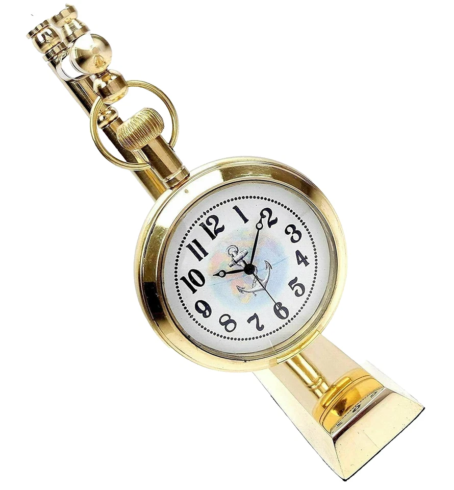 Reloj de Escritorio Náutico Vintage Latón Color Dorado Regalo de Navidad Hogar Oficina Decoración Foto 3 de 4