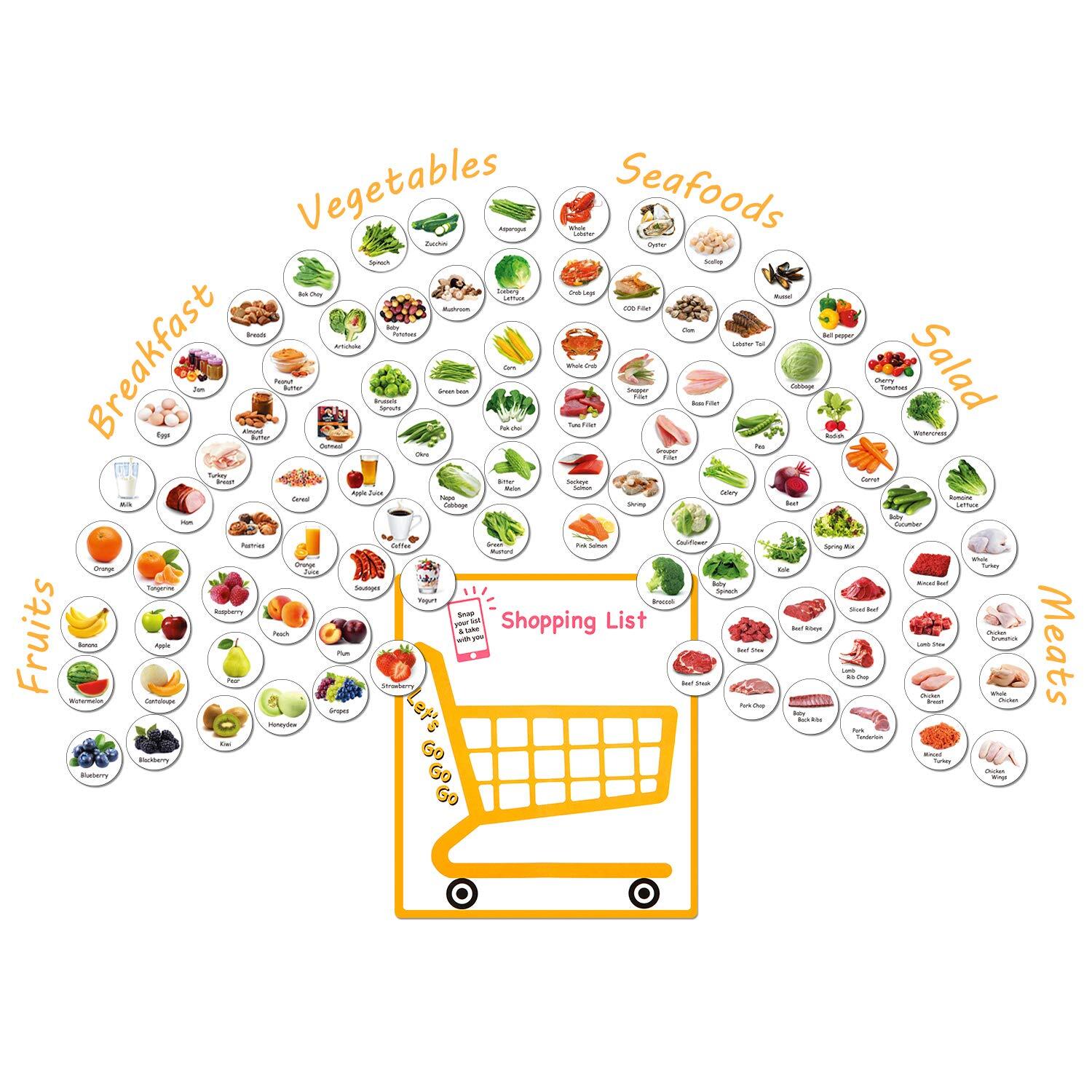 Grocery List Magnets - 96 PCS Shopping List Kitchen Food Series Refrigerator ...