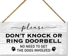 Dog Sign for Front Door, Please Don't Knock or Ring 11.8 inches 5.9 inches, D