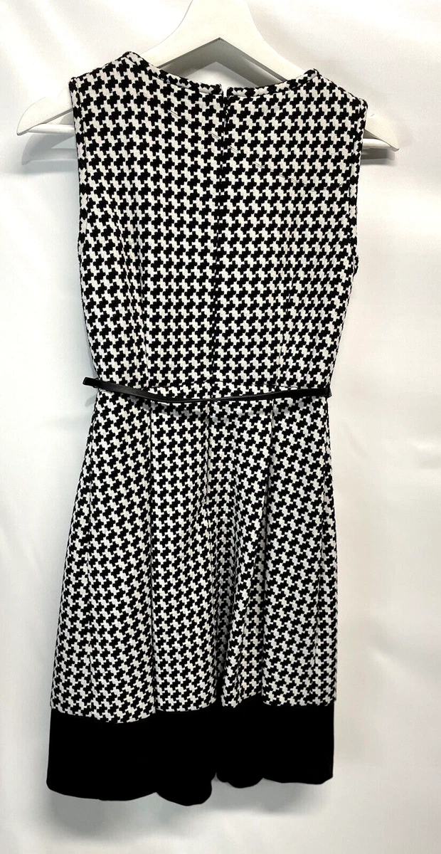 Calvin Klein Houndstooth A Line Ponte Knit Petite Dress Fit