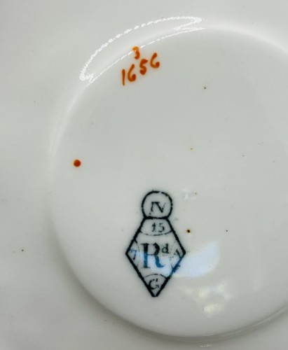 Bodley Aesthetic Movement Orange Branch Handle Duo, Cup & Saucer - circa 1871 - Picture 17 of 18