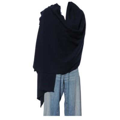 Cashmere | Shawl/Wrap|2 Ply | Hand Loomed| Nepal | Mini Herringbone| Navy Blue