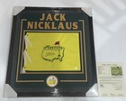 JACK NICKLAUS SIGNED FRAMED UNDATED MASTERS FLAG WITH 6 WINNING YEARS JSA LOA  — photo 1