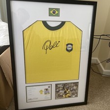 FRAMED PELE SIGNED BRAZIL SHIRT - 1970 - PANORAMIC COA