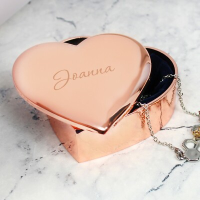 Personalisierte Schmuckschatulle mit Namen Rosegold Herz