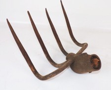 Vintage Iron Rake Garden Tool 5 Tine Cultivator 