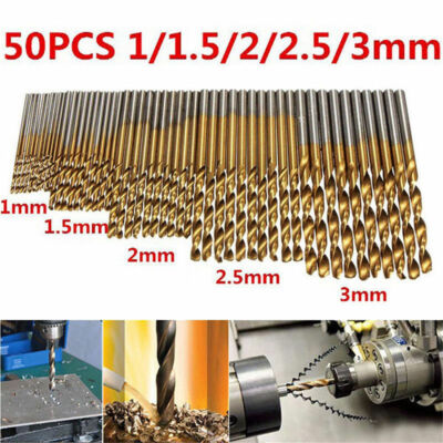 50PCS Micro Round Shank Drill Bits Set Small Precision HSS Twist Drill Bit Kit
