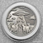UFO Cow abduction - 1 oz .999 fine silver (39mm) art round w/ custom finish