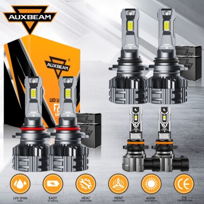 AUXBEAM 6500K/3000K LED Headlight Fog Bulb 9005 High/9006 Low Beam/9145 Foglight