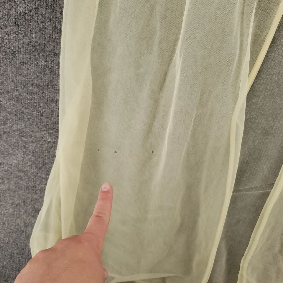 VINTAGE Bata Bernette Mujer L Grande Amarilla Maxi Acampanada Encaje Transparente Frente Abierto Foto 4 de 4