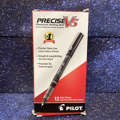 Pilot Precise V5 Stick Rollerball (12 Ct) Pen - Extra Fine Point- Black -