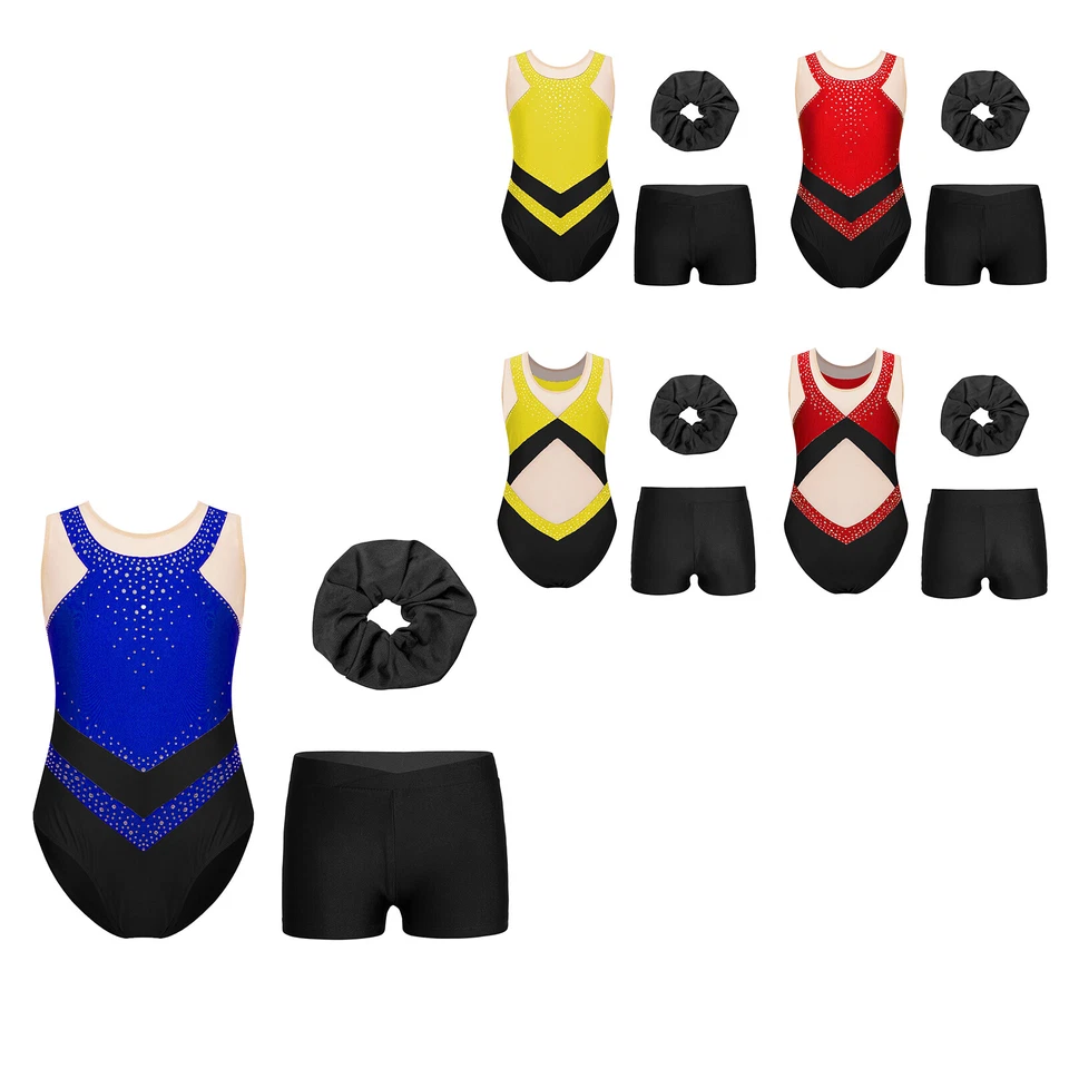 Kids Girls Unitard Figure Ice Skating Bodysuit Show Dance Outfit Yoga Sport Gym - Image 3 of 3